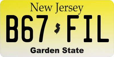 NJ license plate B67FIL