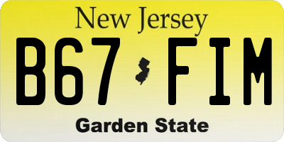 NJ license plate B67FIM