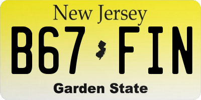 NJ license plate B67FIN