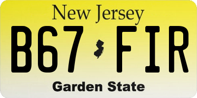 NJ license plate B67FIR