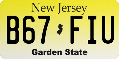 NJ license plate B67FIU