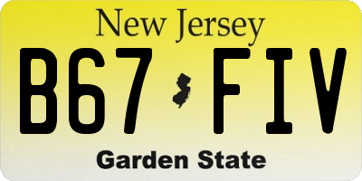 NJ license plate B67FIV