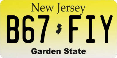 NJ license plate B67FIY