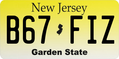 NJ license plate B67FIZ
