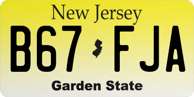 NJ license plate B67FJA