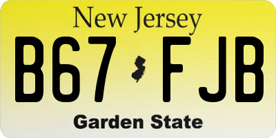 NJ license plate B67FJB