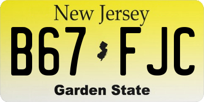NJ license plate B67FJC
