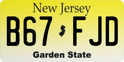 NJ license plate B67FJD
