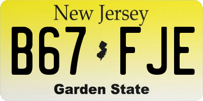 NJ license plate B67FJE