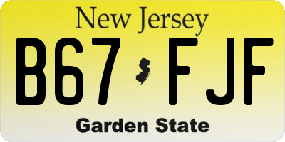 NJ license plate B67FJF