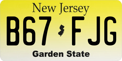 NJ license plate B67FJG