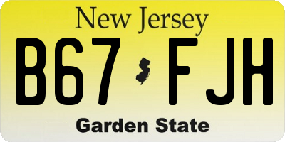 NJ license plate B67FJH