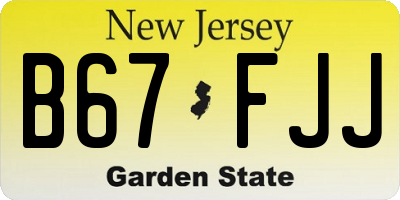 NJ license plate B67FJJ