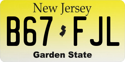 NJ license plate B67FJL