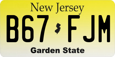NJ license plate B67FJM