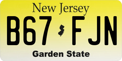 NJ license plate B67FJN