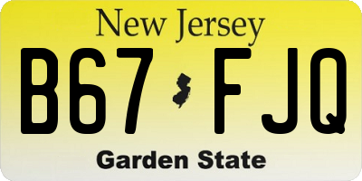 NJ license plate B67FJQ