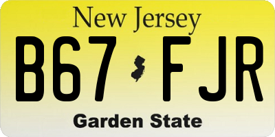 NJ license plate B67FJR