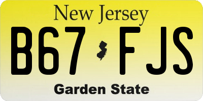 NJ license plate B67FJS