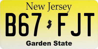 NJ license plate B67FJT