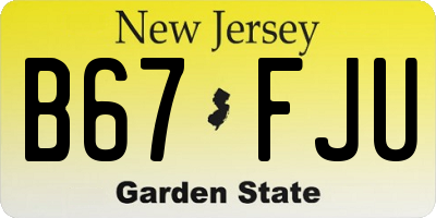 NJ license plate B67FJU