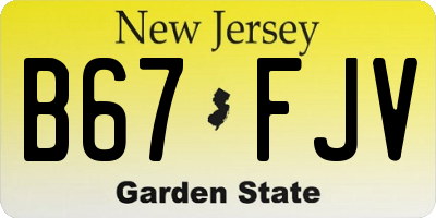 NJ license plate B67FJV