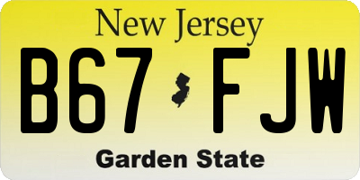 NJ license plate B67FJW