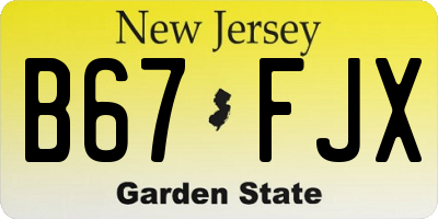 NJ license plate B67FJX