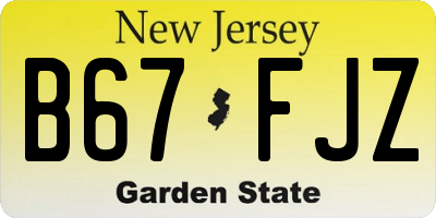 NJ license plate B67FJZ