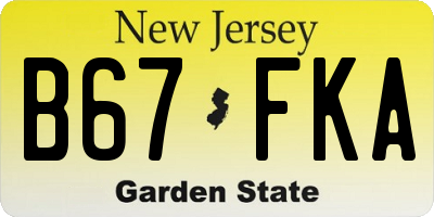 NJ license plate B67FKA