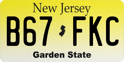 NJ license plate B67FKC