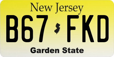 NJ license plate B67FKD
