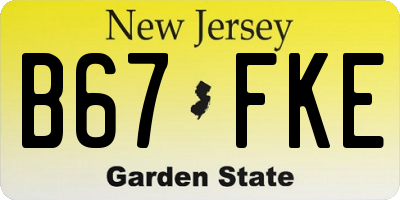 NJ license plate B67FKE