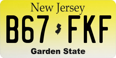 NJ license plate B67FKF