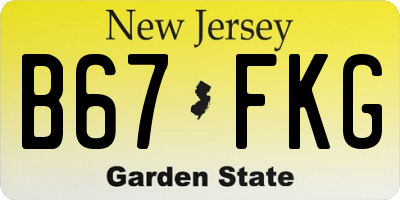 NJ license plate B67FKG