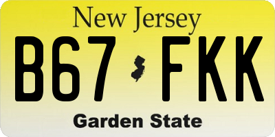 NJ license plate B67FKK