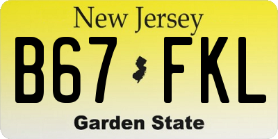 NJ license plate B67FKL
