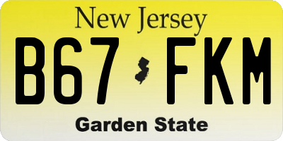 NJ license plate B67FKM