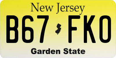 NJ license plate B67FKO