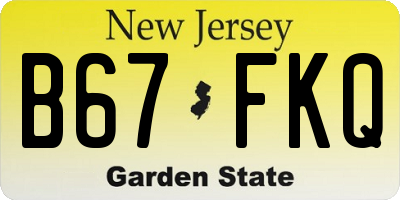 NJ license plate B67FKQ
