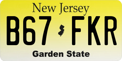 NJ license plate B67FKR