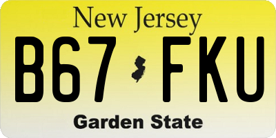 NJ license plate B67FKU