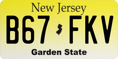 NJ license plate B67FKV