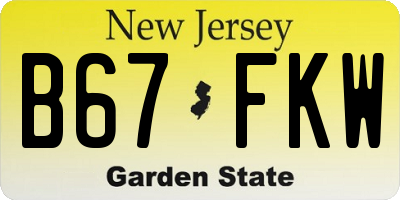 NJ license plate B67FKW