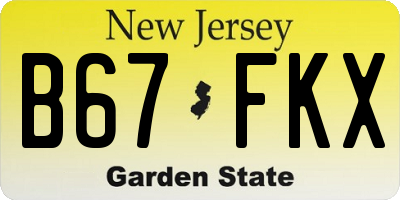 NJ license plate B67FKX