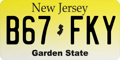 NJ license plate B67FKY