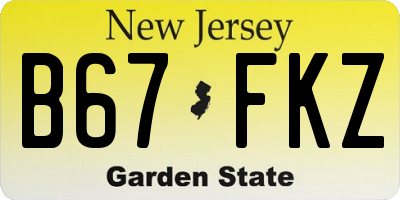 NJ license plate B67FKZ