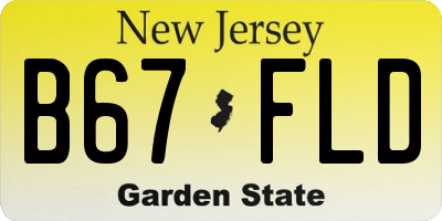 NJ license plate B67FLD