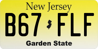 NJ license plate B67FLF