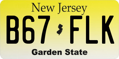 NJ license plate B67FLK